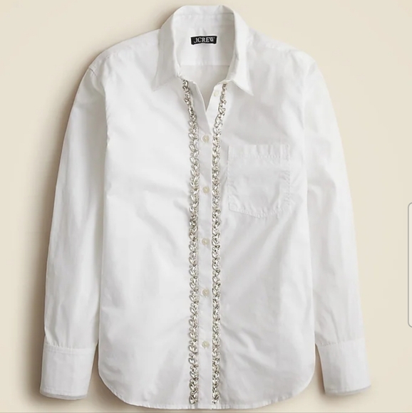 J. CREW Embellished Garçon Shirt with Tulle Cotton Poplin, $148, CF452 - Picture 4 of 11